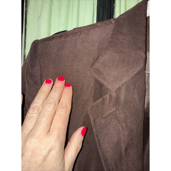 Vintage Lauren Ralph Lauren Brown Linen Silk Blazer Jacket Womens 14 Old Money - Picture 7 of 16